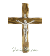 Latin Cross With  Crucifix & Holy Rock 